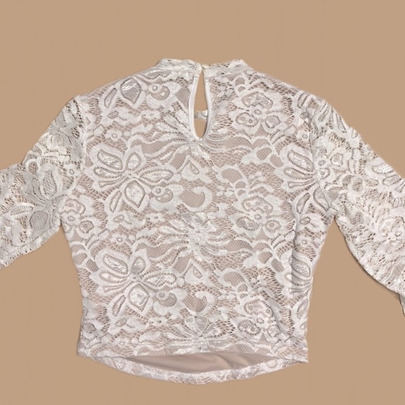 Lace 3/4 sleeve cropped top bridal - Picture 2 of 3